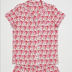 Roller rabbit pink monkey pajama set